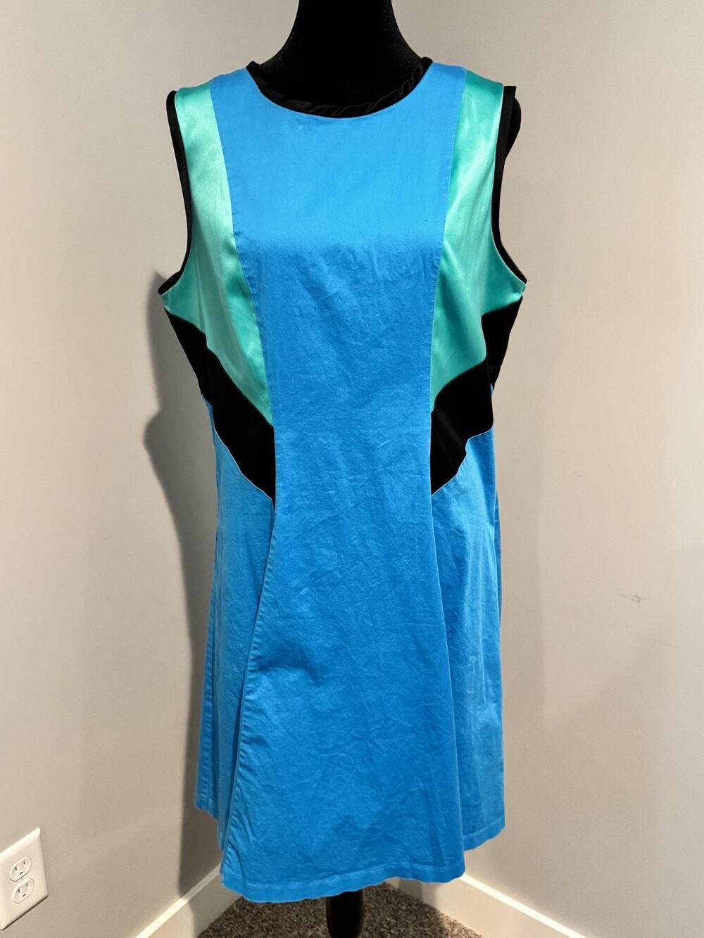 Prabal Gurung For Target Dress Womens 14 Blue Colorblock Fit Flare A Line Repop